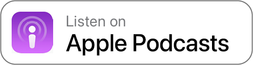 Apple Podcasts badge with the purple Apple Podcasts logo and the text "Listen on Apple Podcasts" on a white background.